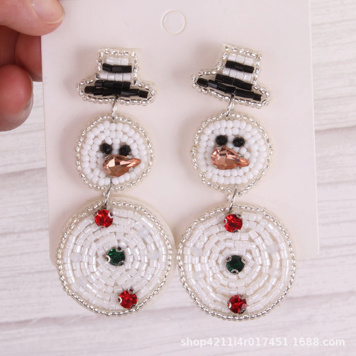 Wholesale Christmas Tree Style Rice Bead Earrings