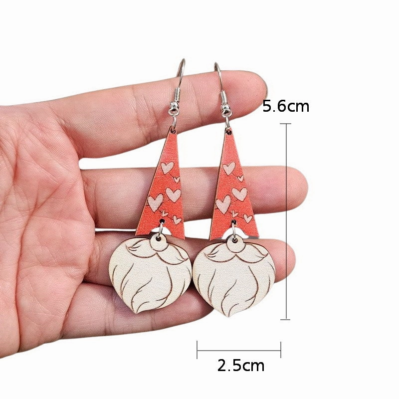 Wholesale Christmas Wooden Bird Santa Claus Tree Flowers Candle Snowman Earrings