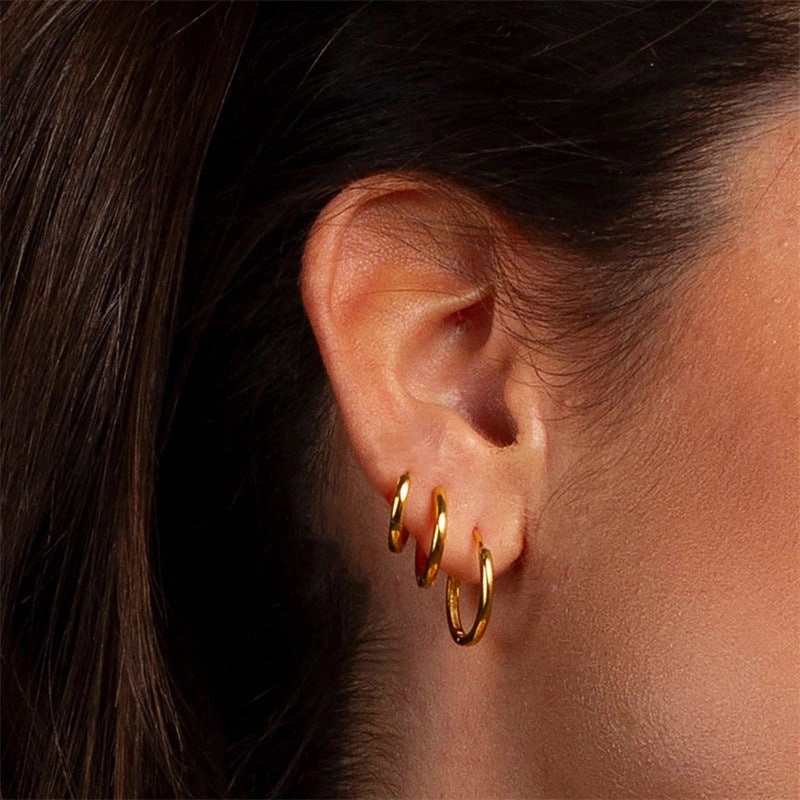 Wholesale Circle Gold Plated Stainless Steel Earrings