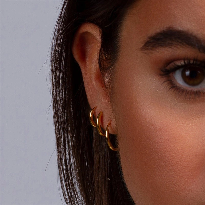 Wholesale Circle Gold Plated Stainless Steel Earrings