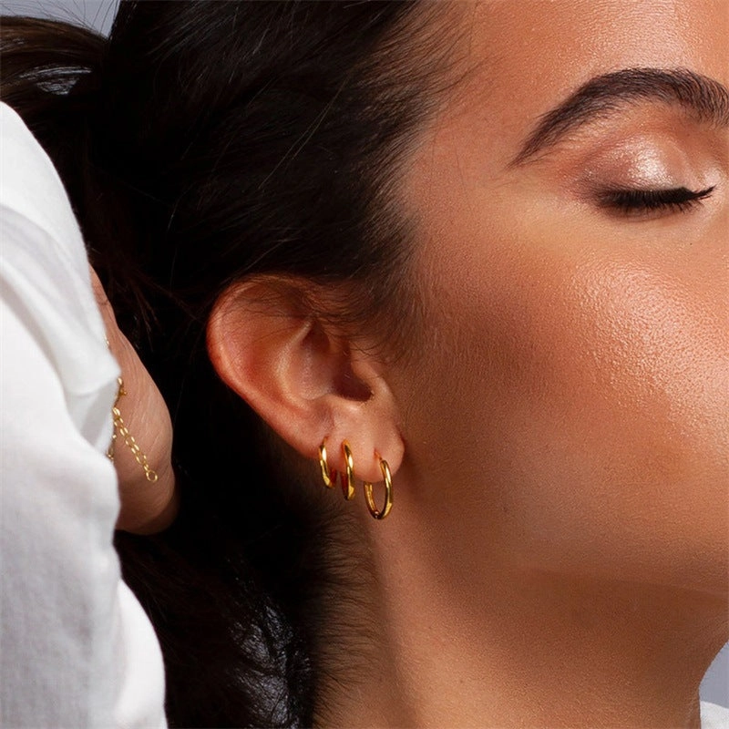 Wholesale Circle Gold Plated Stainless Steel Earrings