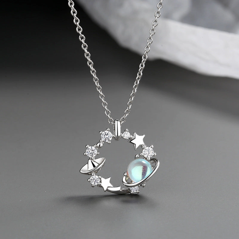 Wholesale Circle Ring Colorful Star Pendant Copper Necklaces