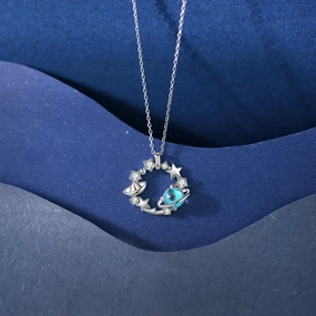 Wholesale Circle Ring Colorful Star Pendant Copper Necklaces