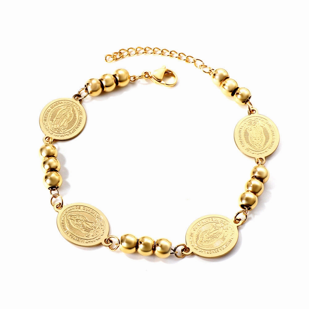 Wholesale Circle Steel Bead Portrait Titanium Steel Bracelet