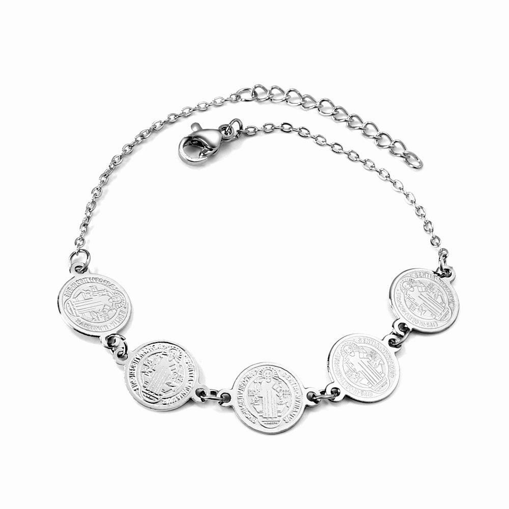 Wholesale Circle Steel Bead Portrait Titanium Steel Bracelet