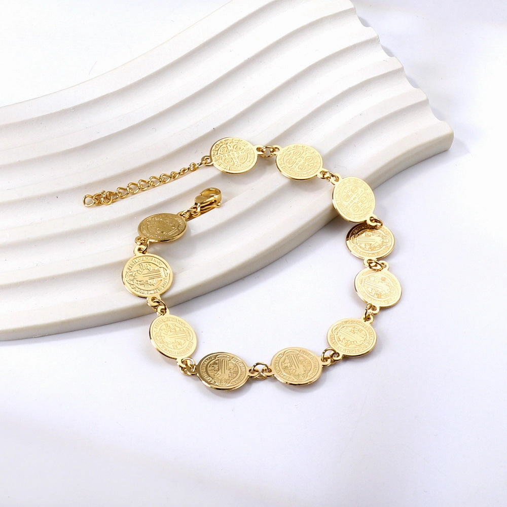Wholesale Circle Steel Bead Portrait Titanium Steel Bracelet