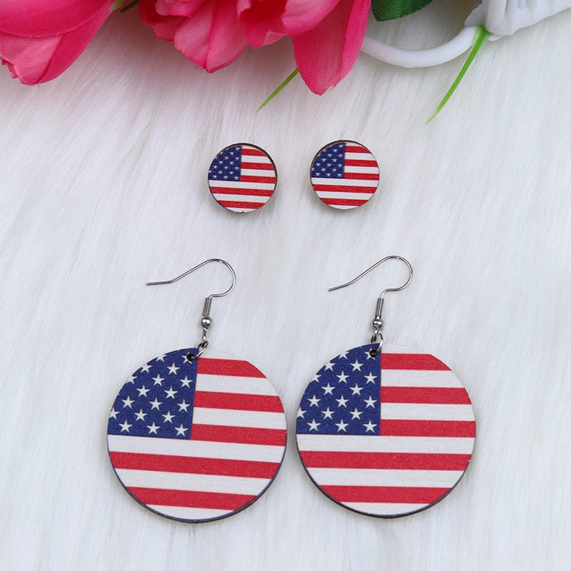 Wholesale Circle Water Drop Shaped Eagle Maple Leaf Heart Wood Earrings