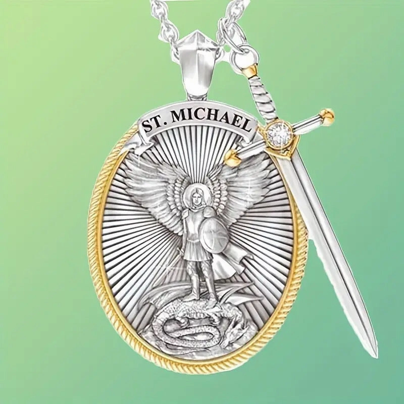 Wholesale Circular Shield Sword Alloy Necklaces