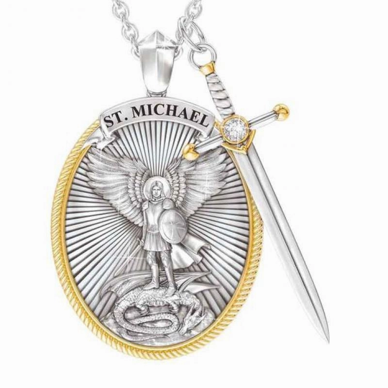 Wholesale Circular Shield Sword Alloy Necklaces