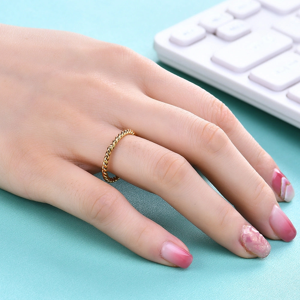 Wholesale Circular Three Color Splicing Titanium Steel Rings