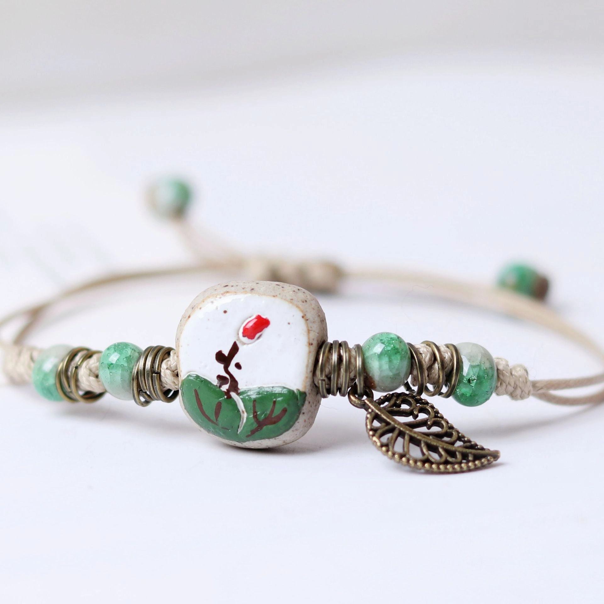 Wholesale clay color shoulder pole flower leaf Bracelet