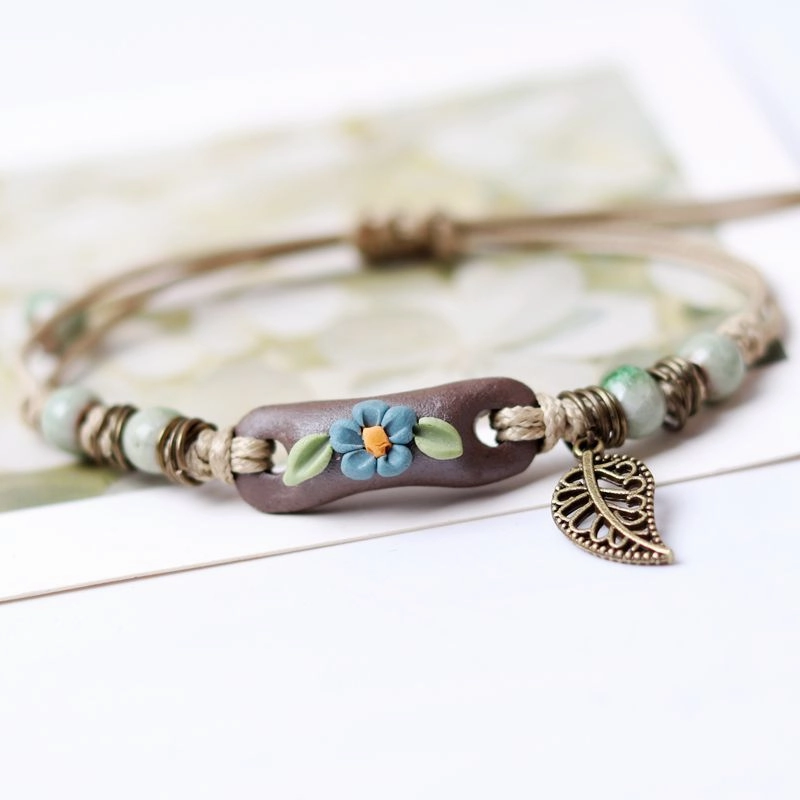 Wholesale clay color shoulder pole flower leaf Bracelet