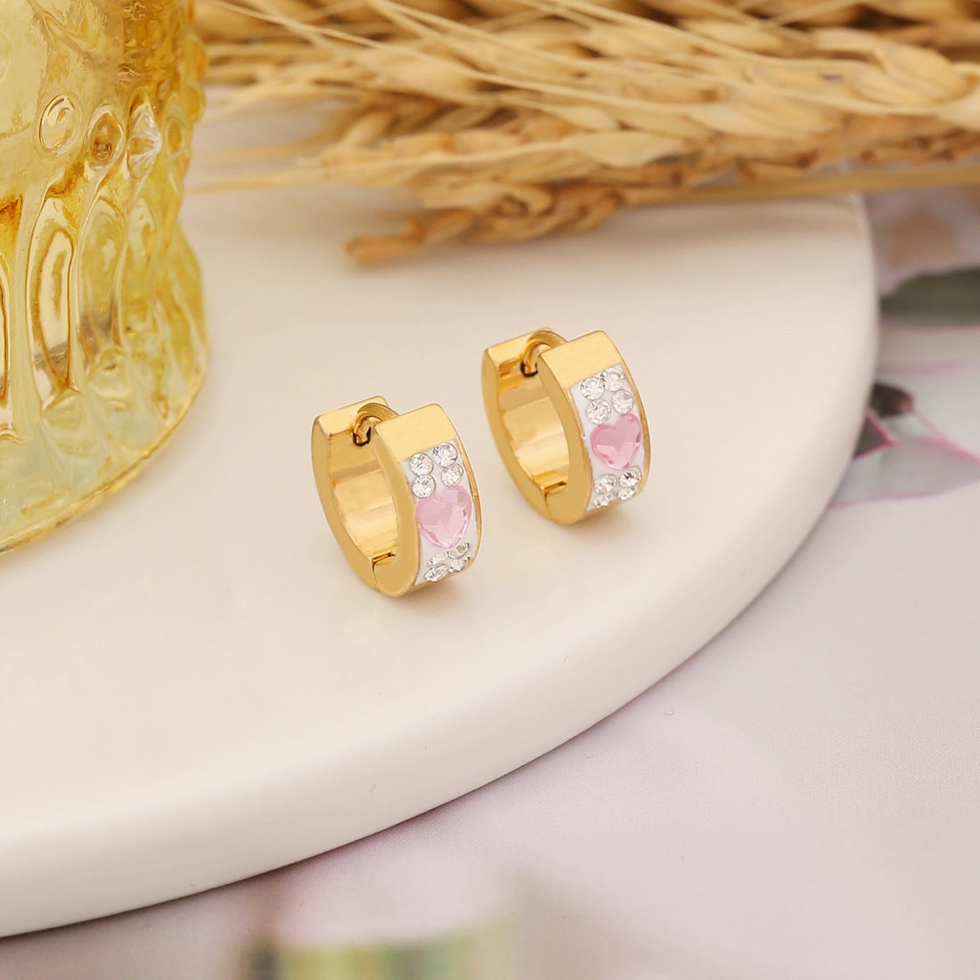 Wholesale Clay Heart Stainless Steel Earrings