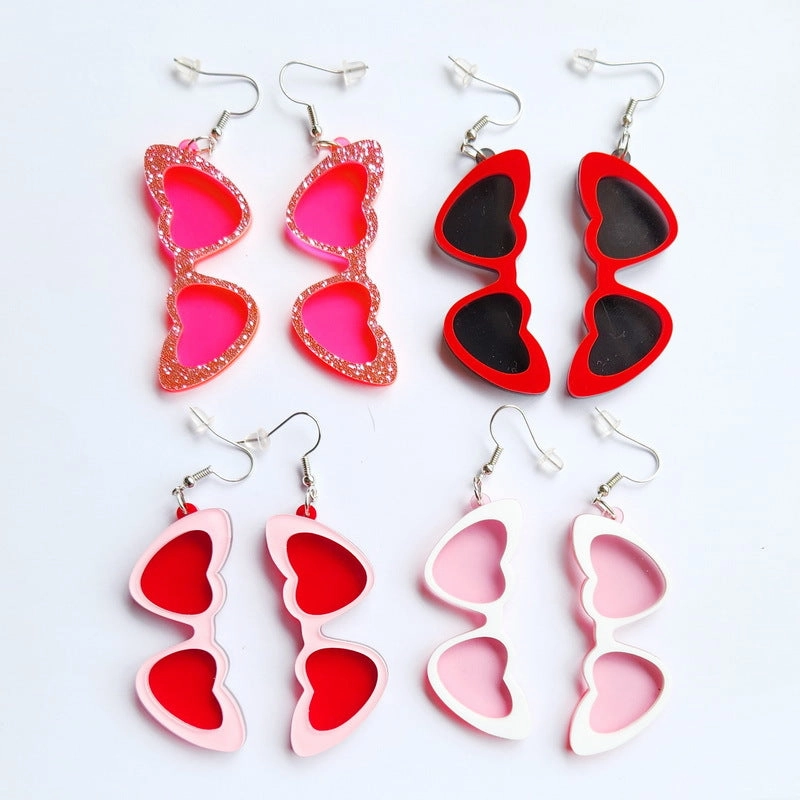 Wholesale Clear Acrylic Heart Shaped Sunglasses Earrings