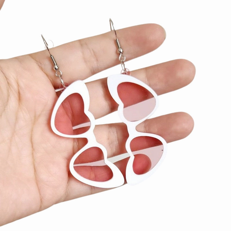 Wholesale Clear Acrylic Heart Shaped Sunglasses Earrings