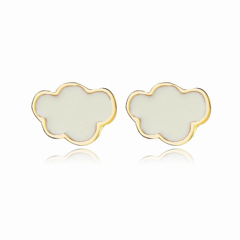 Wholesale Cloud Drip Oil White Alloy Ear Studs