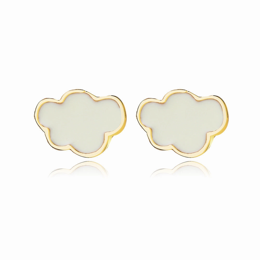 Wholesale Cloud Drip Oil White Alloy Ear Studs
