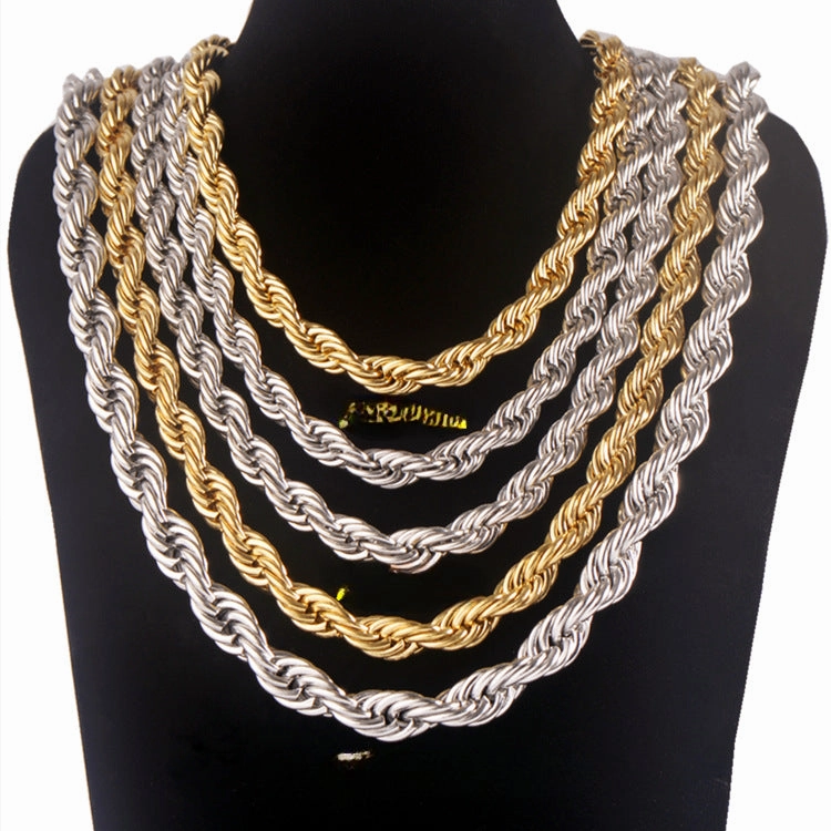 Wholesale Coarse Fried Dough Twists Fashion Stainless Steel Necklace