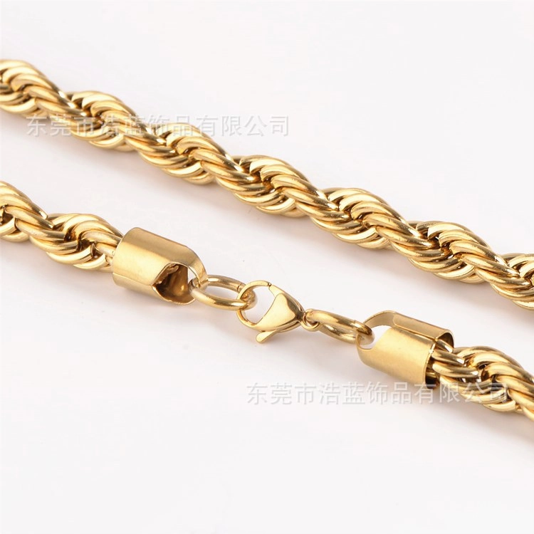Wholesale Coarse Fried Dough Twists Fashion Stainless Steel Necklace