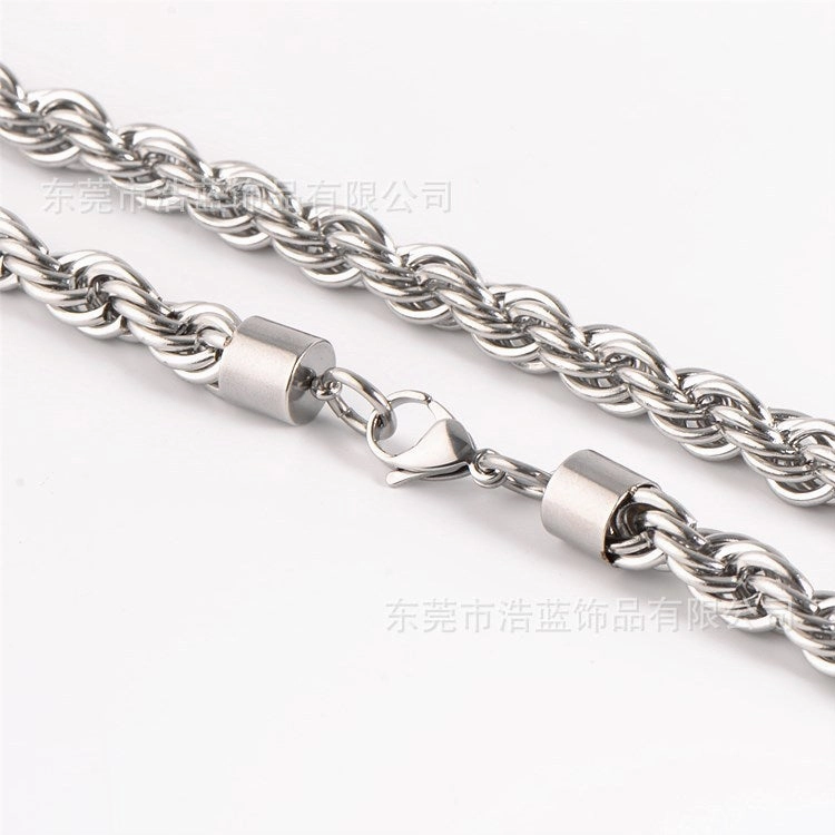 Wholesale Coarse Fried Dough Twists Fashion Stainless Steel Necklace