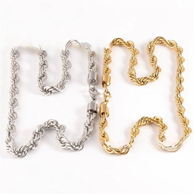 Wholesale Coarse Fried Dough Twists Fashion Stainless Steel Necklace
