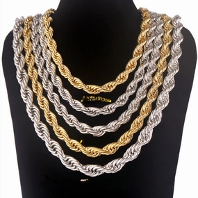 Wholesale Coarse Fried Dough Twists Fashion Stainless Steel Necklace