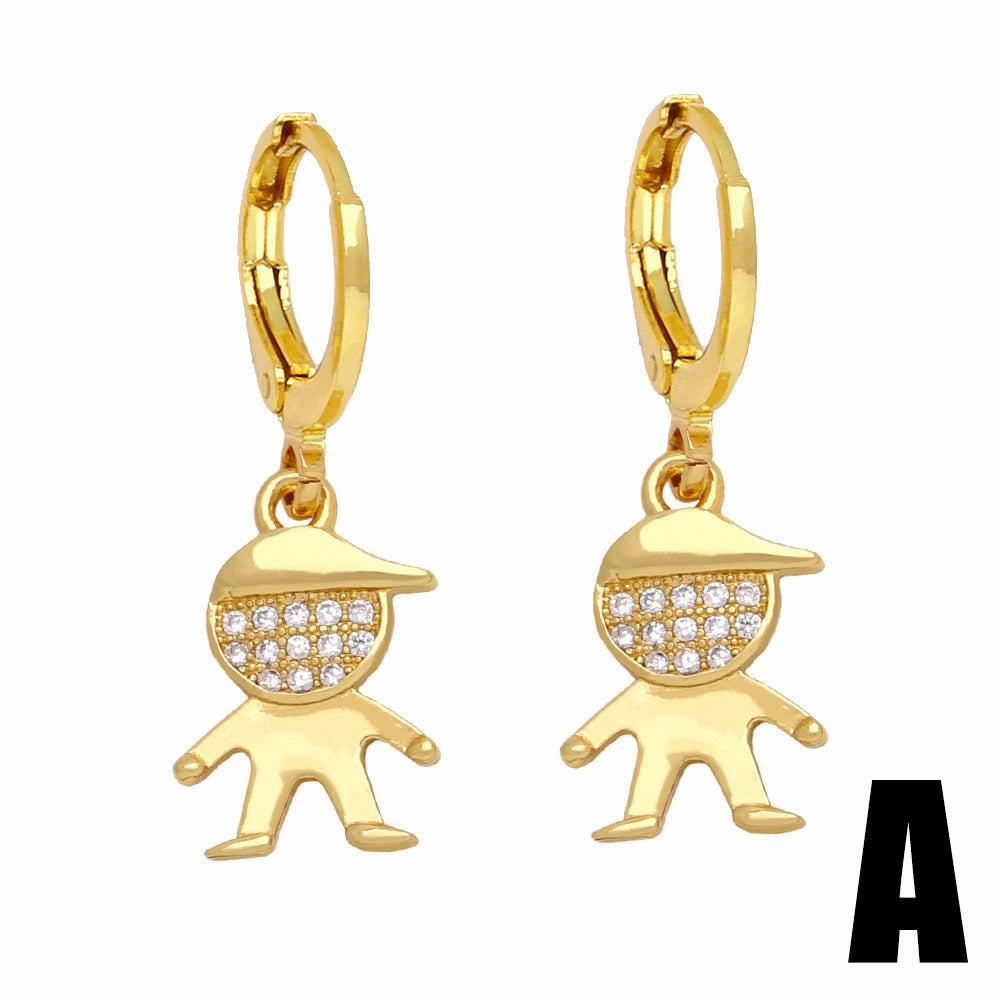 Wholesale Coconut Tree Life Tree Pendant Copper Earrings