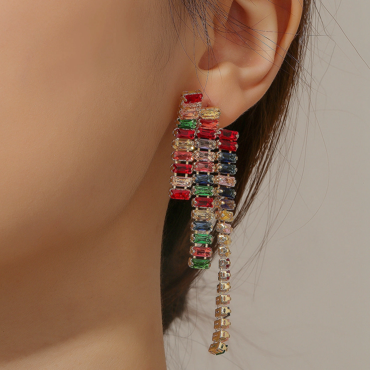 Wholesale Cold Wind Tassel Alloy Ear Studs