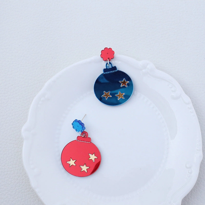 Wholesale Color Ball Earrings Acrylic Mirror Surface