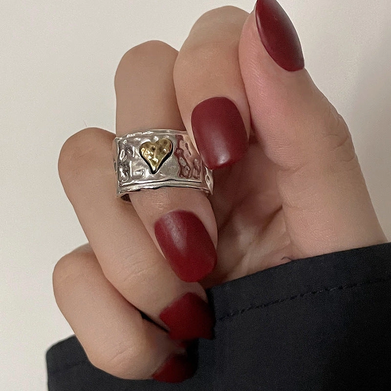 Wholesale Color Block Heart Sterling Silver Rings