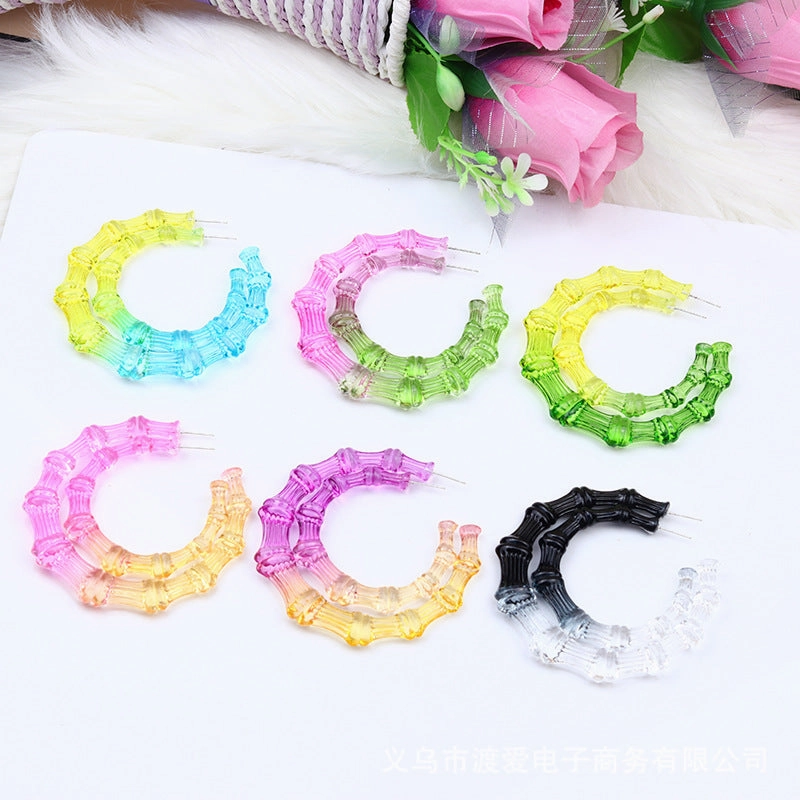 Wholesale Color Contrast Painted Slub Acrylic Earrings