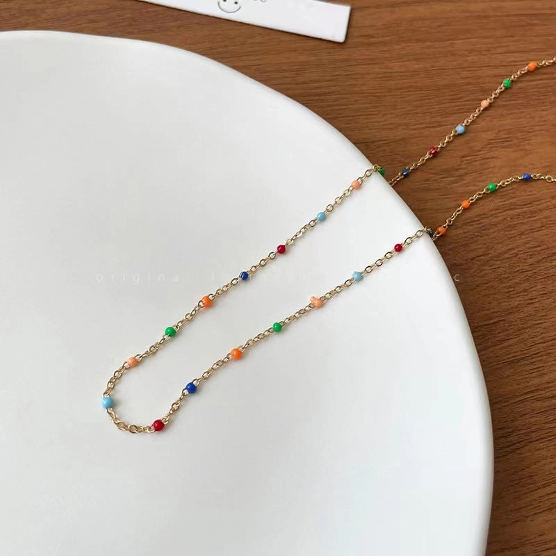Wholesale Color Crystal Colorfast Clavicle Necklaces