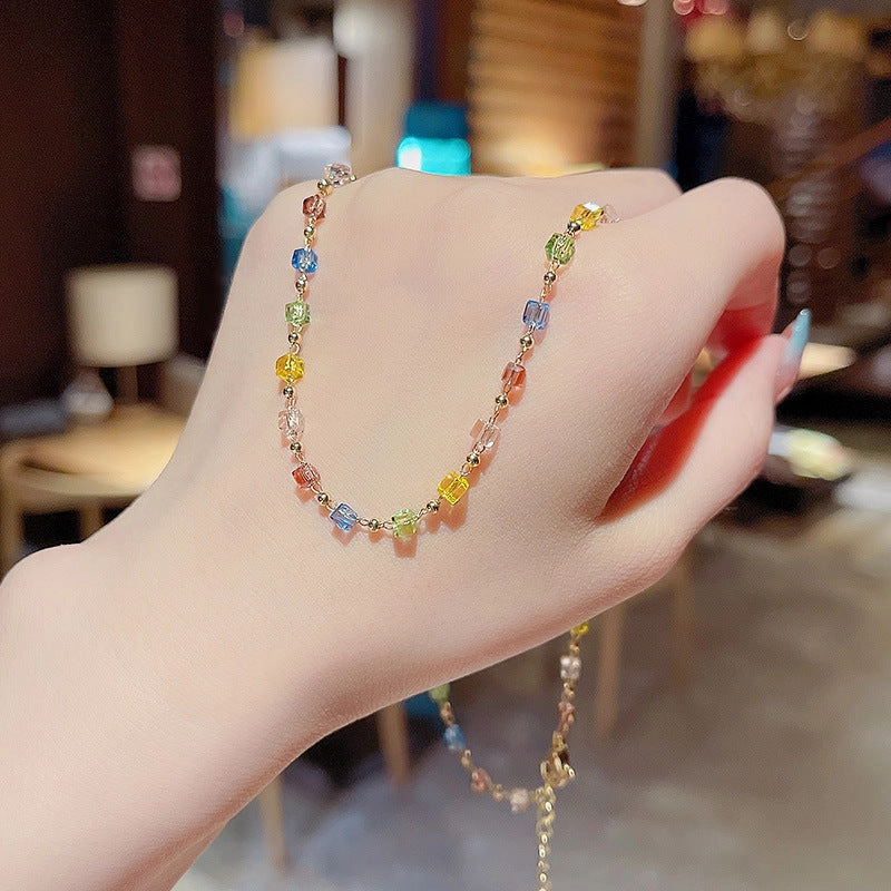 Wholesale Color Crystal Colorfast Clavicle Necklaces