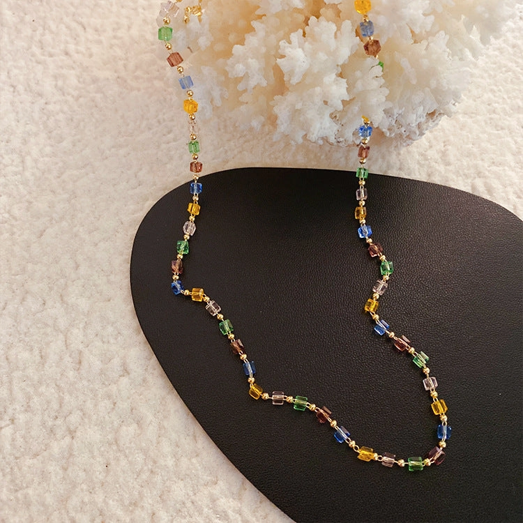 Wholesale Color Crystal Colorfast Clavicle Necklaces