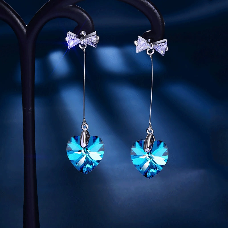 Wholesale Color Crystal Diamond Heart Alloy Earrings