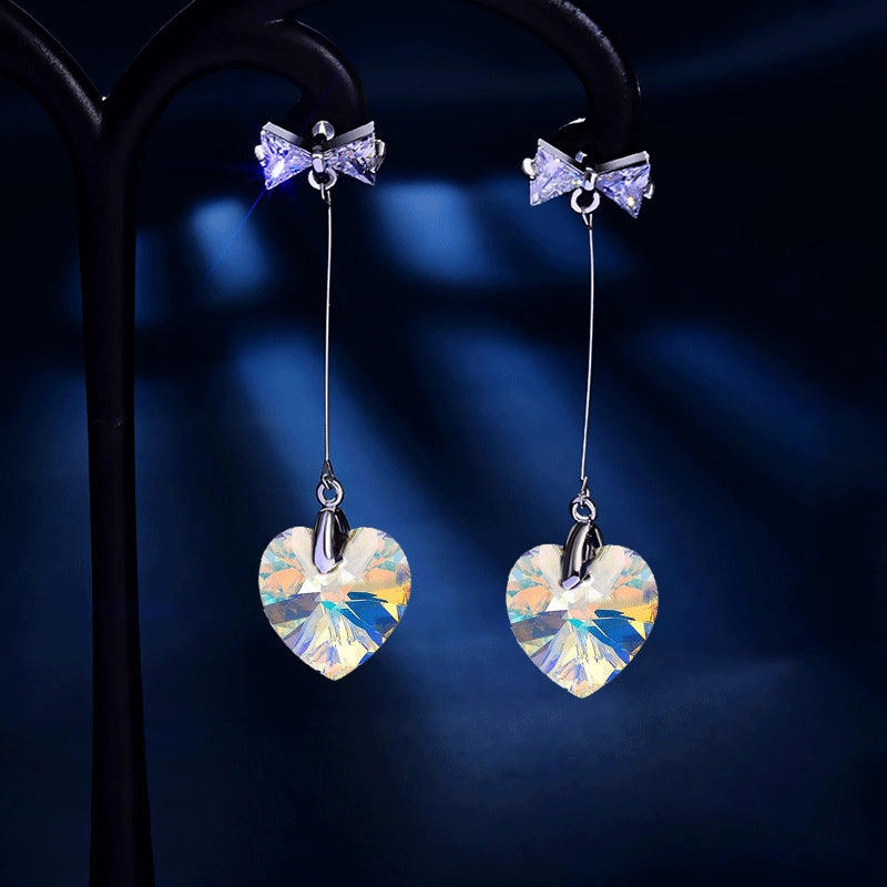 Wholesale Color Crystal Diamond Heart Alloy Earrings