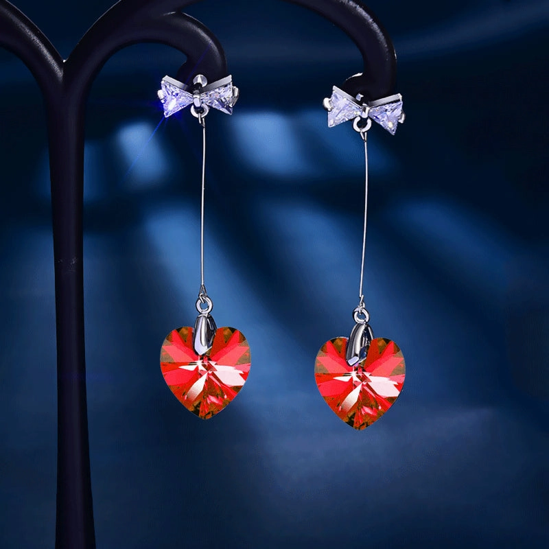 Wholesale Color Crystal Diamond Heart Alloy Earrings