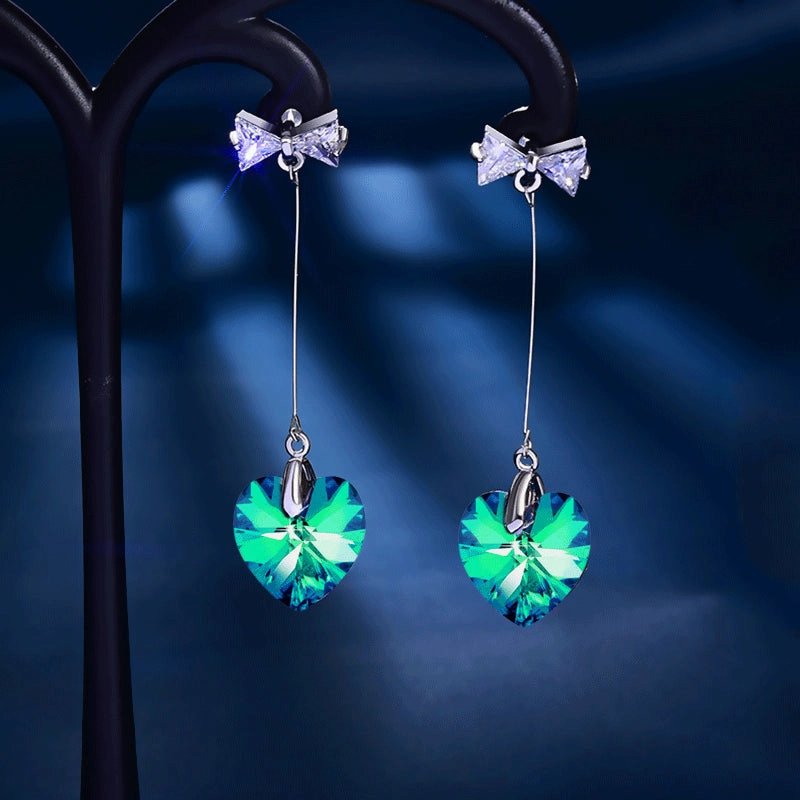 Wholesale Color Crystal Diamond Heart Alloy Earrings