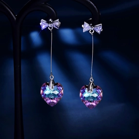 Wholesale Color Crystal Diamond Heart Alloy Earrings