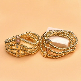Wholesale Color Devil Eye Copper Beaded Bracelets