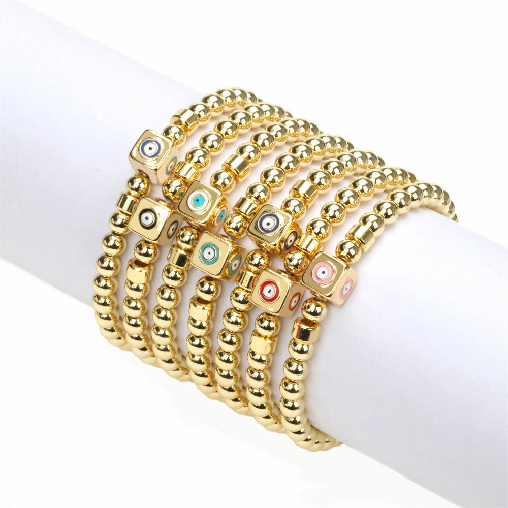 Wholesale Color Devil Eye Copper Beaded Bracelets