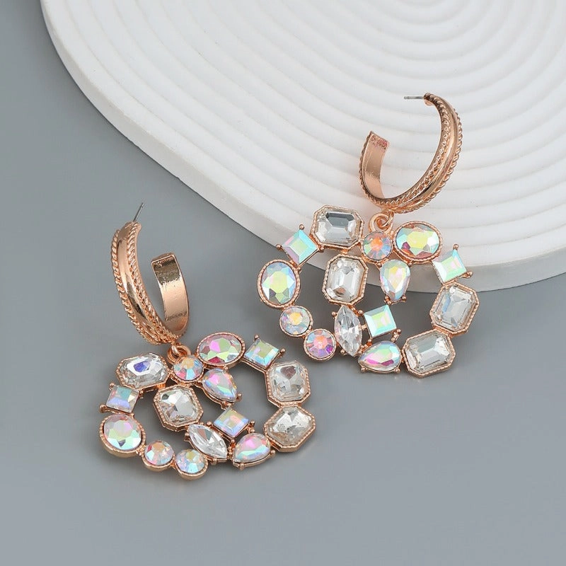 Wholesale Color Diamond Boho Party Gemstone Earrings