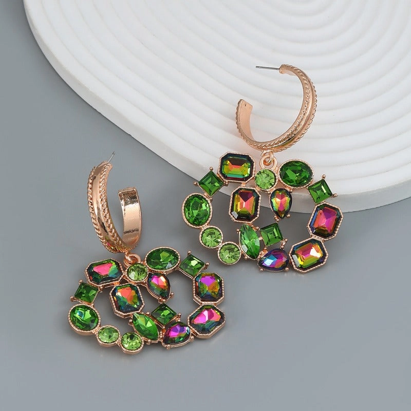 Wholesale Color Diamond Boho Party Gemstone Earrings