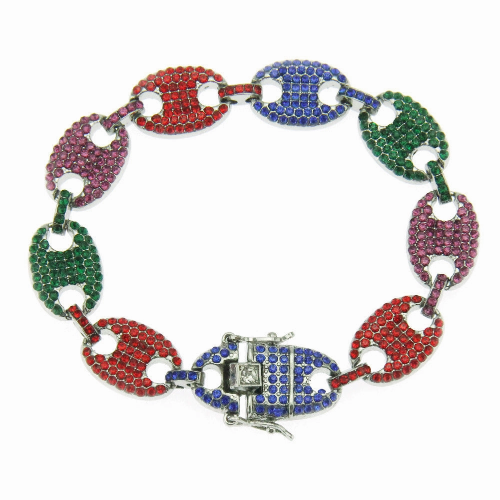 Wholesale Color Diamond Pig Nose Alloy Bracelet