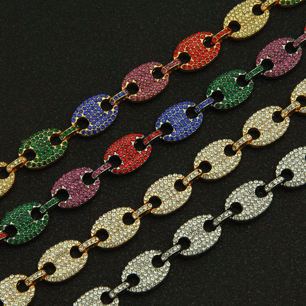 Wholesale Color Diamond Pig Nose Alloy Bracelet