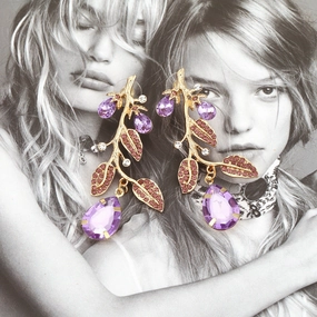 Wholesale Color Drill Branch Leaf Alloy Earrings