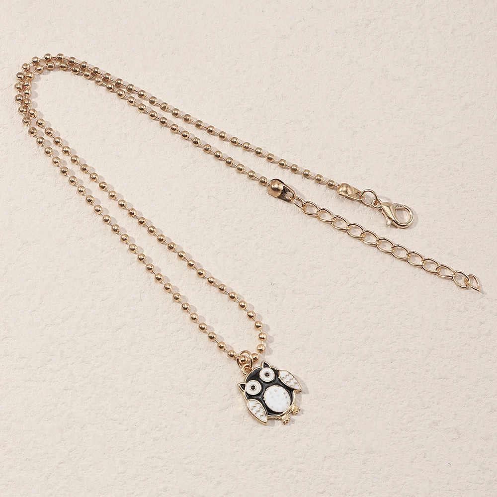 Wholesale Color Drip Owl Alloy Necklaces