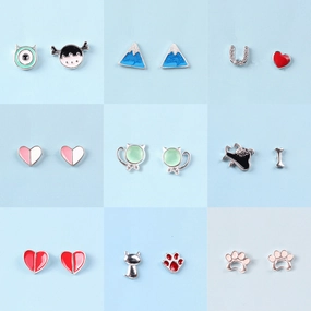 Wholesale Color Drop Glaze 925 Sterling Silver Earrings