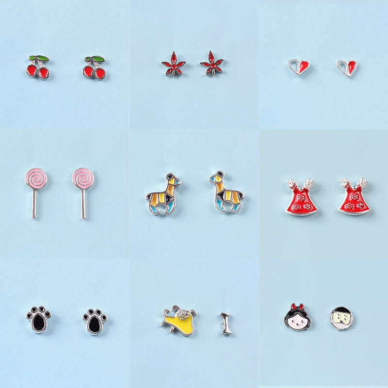 Wholesale Color Drop Glaze 925 Sterling Silver Earrings