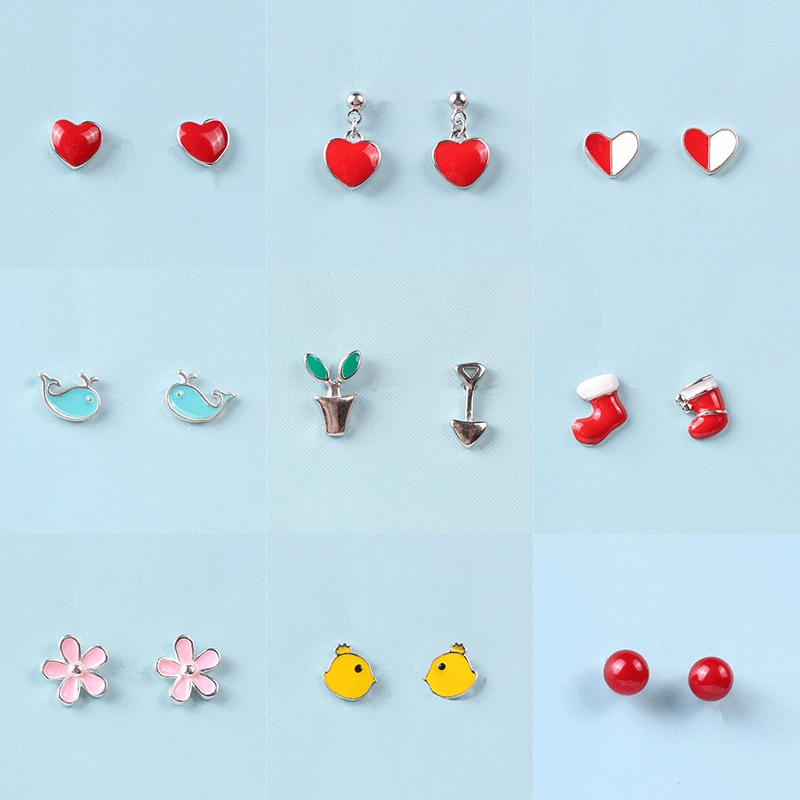 Wholesale Color Drop Glaze 925 Sterling Silver Earrings